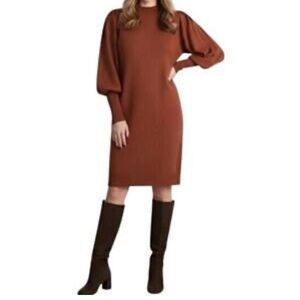 Vince Cumuto Rust Long Ballon Sleeve Dress